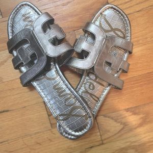 COPY - Never worn Sam Edelman Bay Slide Sandals Silver Leather Women’s Size 8.5.